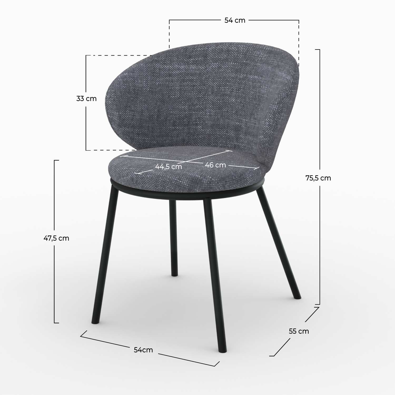 Chaise en tissu gris - Angèle