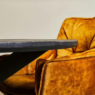 Table ronde noire en bois de manguier Ø110 cm ALVERA