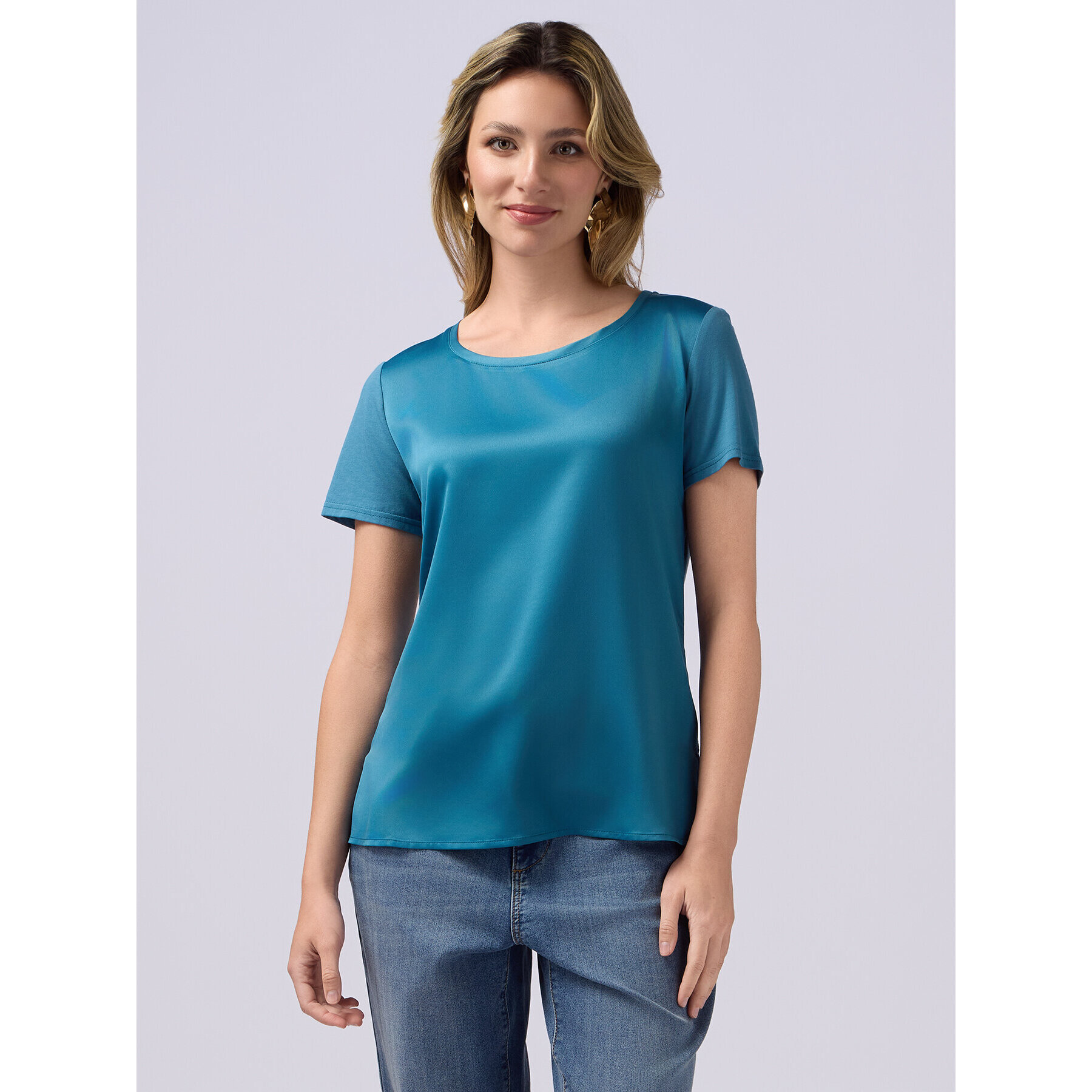Oltre - T-shirt bimaterica - Ottanio