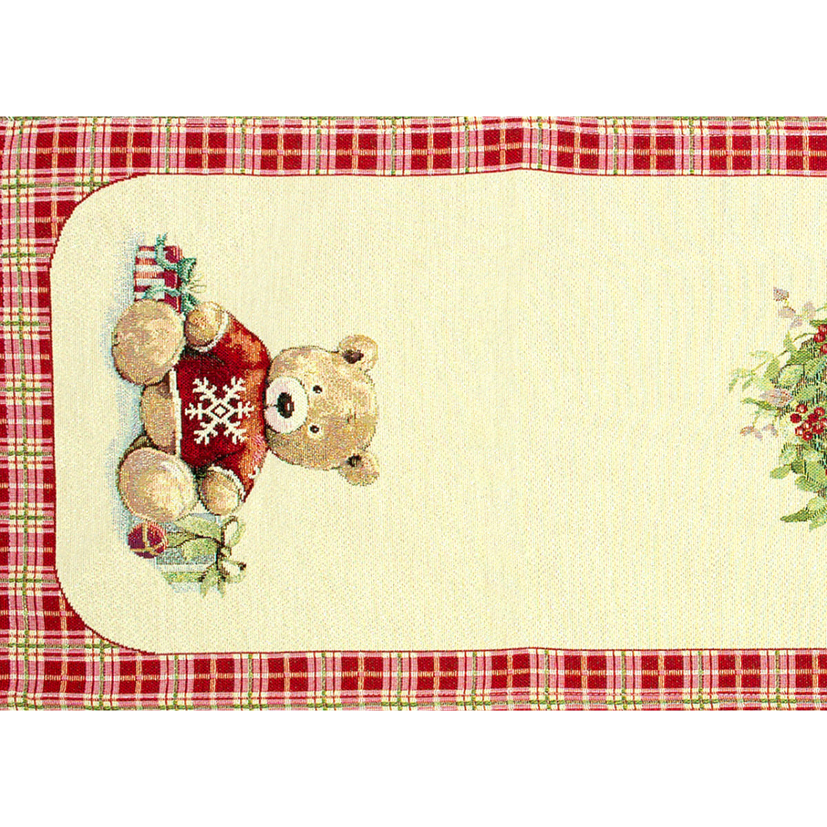 Runner Natalizio Tessuto Gobelin Disegno Orsetto 40*100