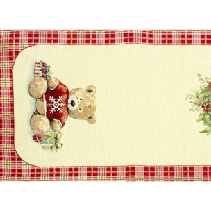 Runner Natalizio Tessuto Gobelin Disegno Orsetto 40*100