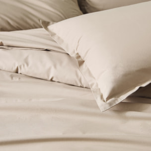 Drap plat piqué uni en percale de coton - Beige