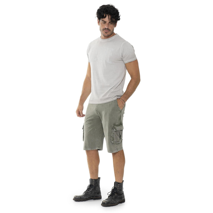 Shorts cargo de hombre en tejido Leone Old Wash