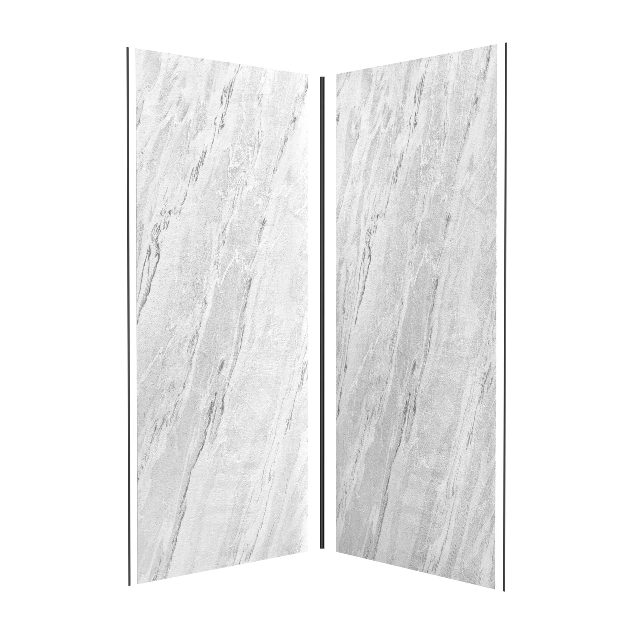 Pack de 2 Panneaux Muraux Pierre Artic Storm 90+90x210 cm avec Profilés NOIR MAT - STONE'IT