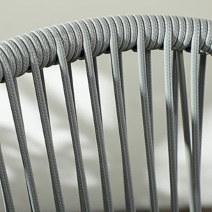 Conjunto de Jardín Exterior de 3 Piezas Juego de 2 Sillas y Mesa de Ratán con Cojines Acolchados y Encimera de Vidrio para Balcón Terraza Gris