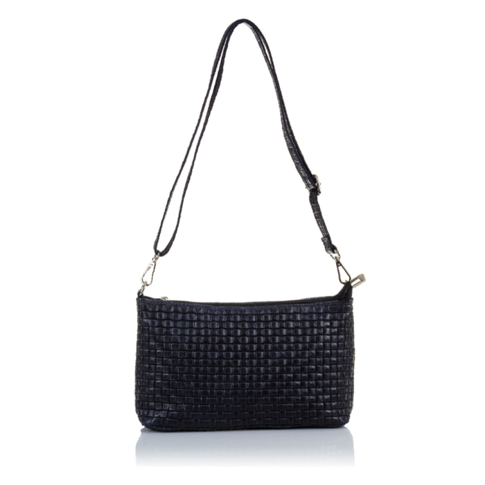 Zia Borsa a tracolla Donna. Pelle autentica Suede Incisione Geometrica