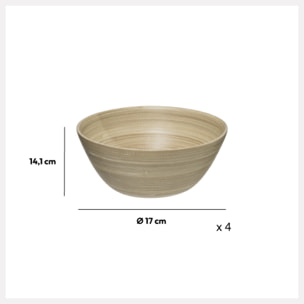 4 saladiers D17cm Bambou