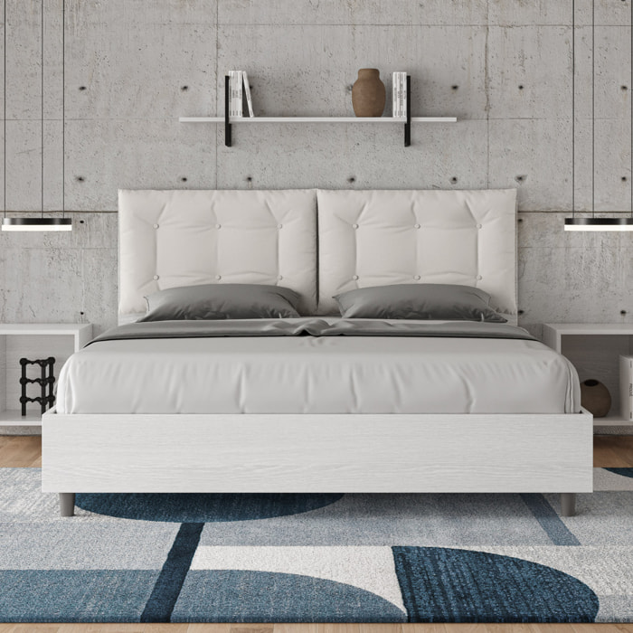 Letto contenitore 160x200 cuscinatura similpelle bianco Egos Annalisa