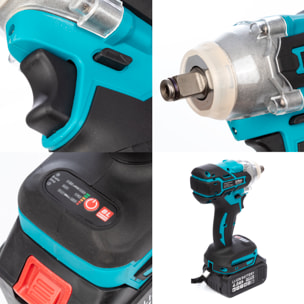 Set de 5 herramientas eléctricas, radial angular, martillo perforador, taladro, sierra de calar y llave de impacto 21V. 4 baterias de 13000 mah