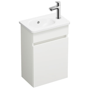 Pack meuble suspendu lave-mains Joline blanc mat + Robinet lave-mains eau froide Duravit Wave Chromé brillant