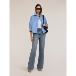Motivi - Cappotto reversibile in double misto lana - Azzurro