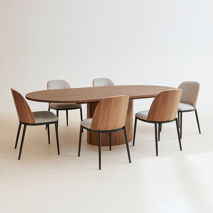 Ensemble table ovale extensible et 6 chaises  SIERRA