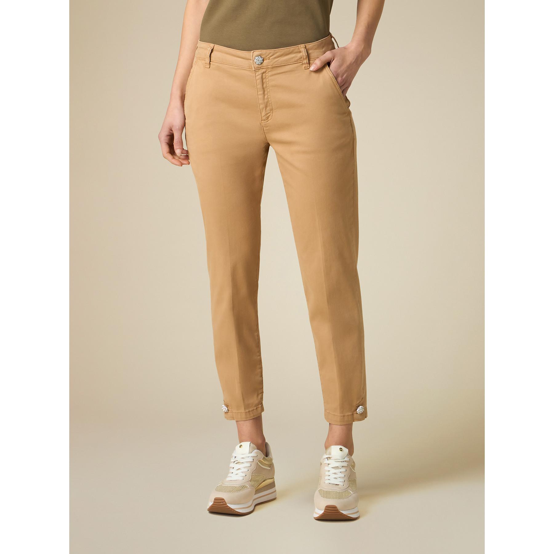 Oltre - Pantalón chinos con detalle joya - Beige