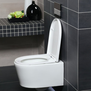 Duofix Pack WC bâti autoportant + WC sans bride + abattant SoftClose Swiss Aqua Technologies + plaque (GEBSTBRWR03MAN-FR)