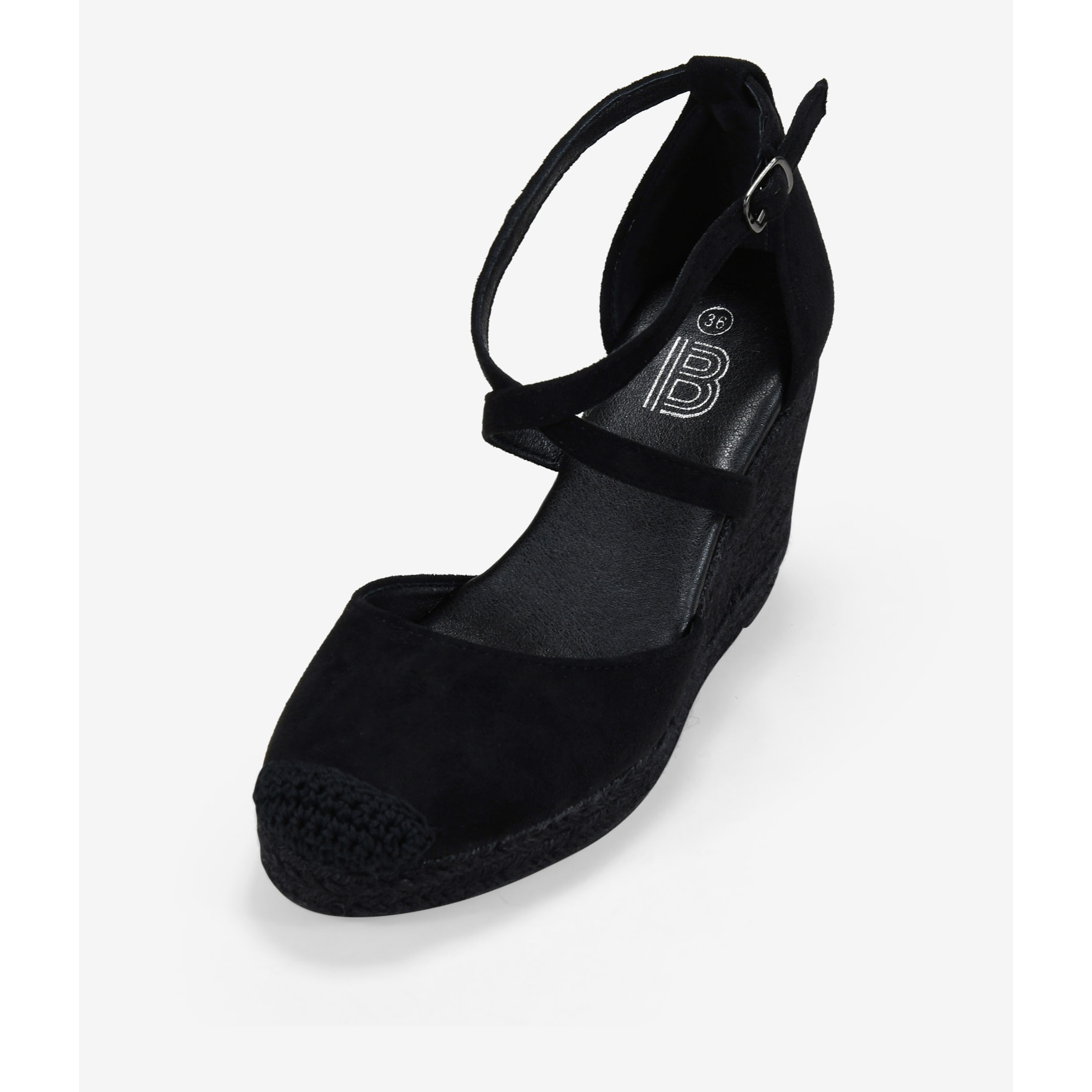 Alpargatas de cuña negras con esparto