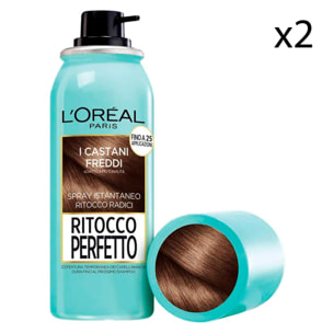 2x Spray Castano Freddo per Capelli Bianchi Colore Ritocco Perfetto
