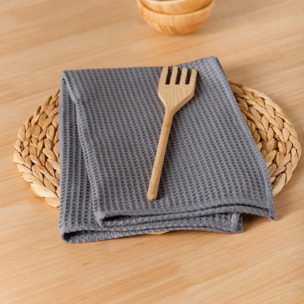 Pack 2 serviette Waffle Titane 45x45 cm