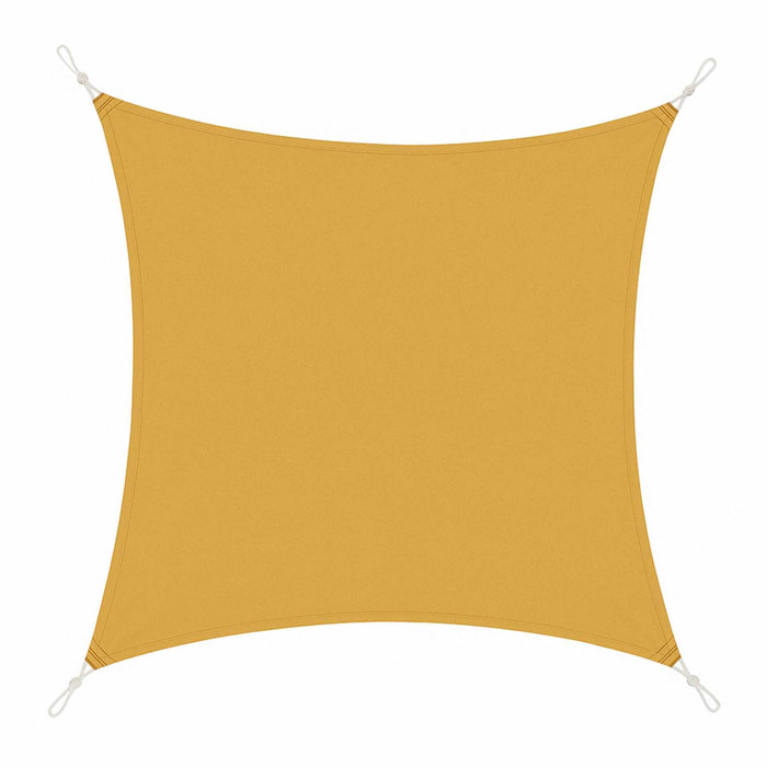 Sombrilla de tela para exterior 3x3m en amarillo ocre Pantone 16-0945TPG, ganchos de metal y bolsa de transporte incluida