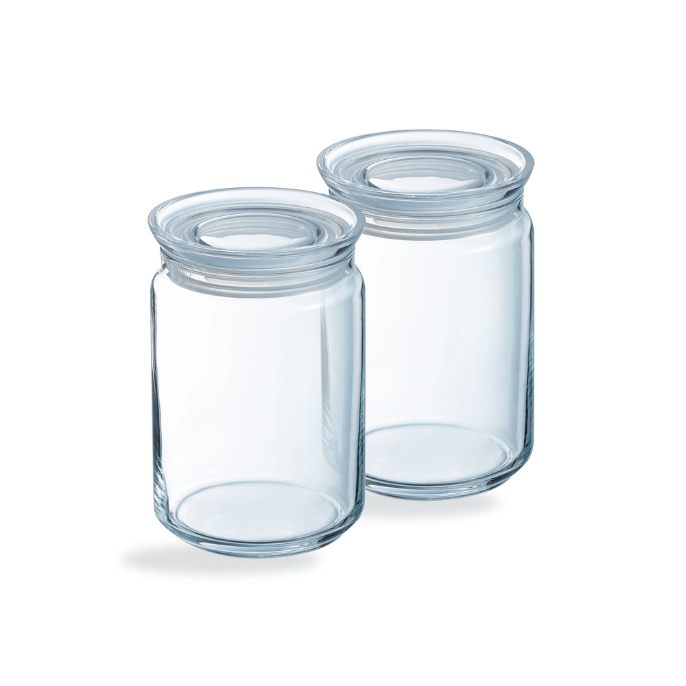 Lot de 2 pots de conservation Pure Jar Glass- Luminarc - En verre avec couvercle en verre- 2 x 1L