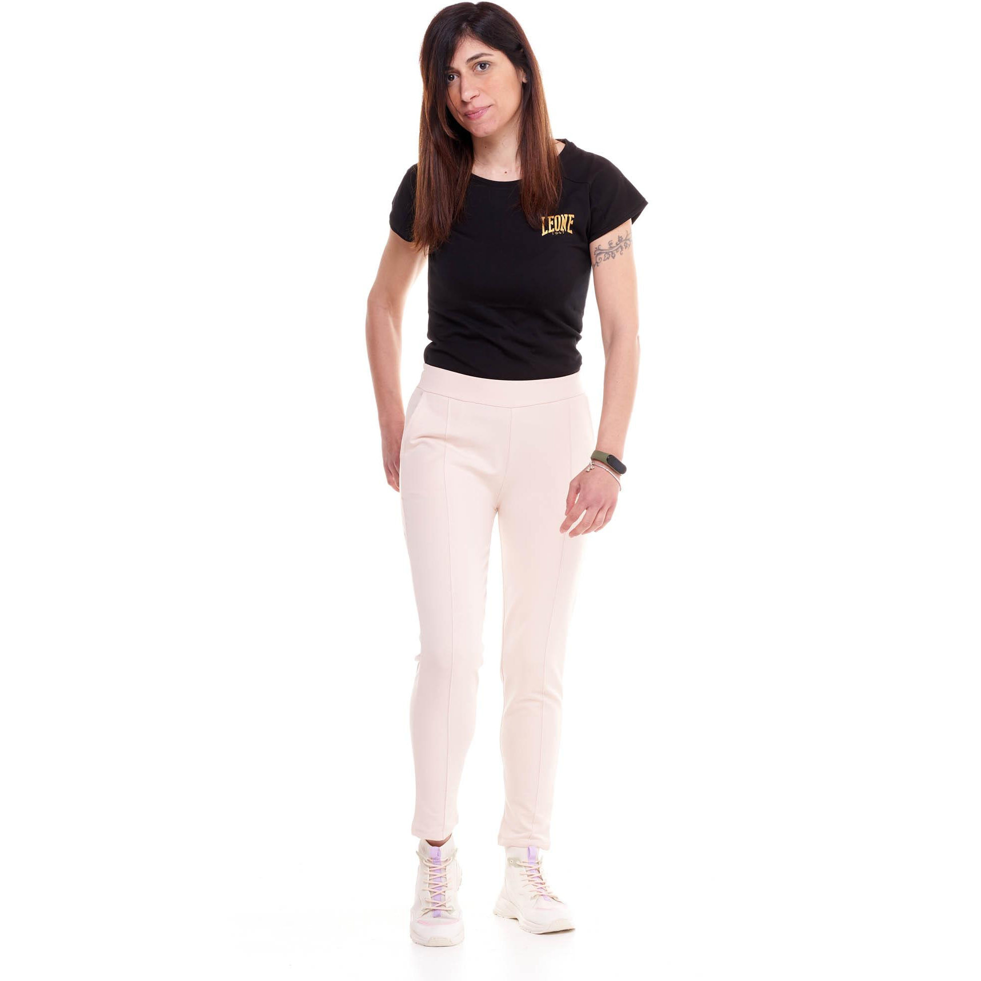 Pantalone donna dritto con piega in felpa Training