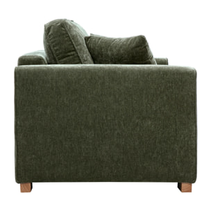 Canapé design 3 places en tissu effet velours vert kaki PEPPER