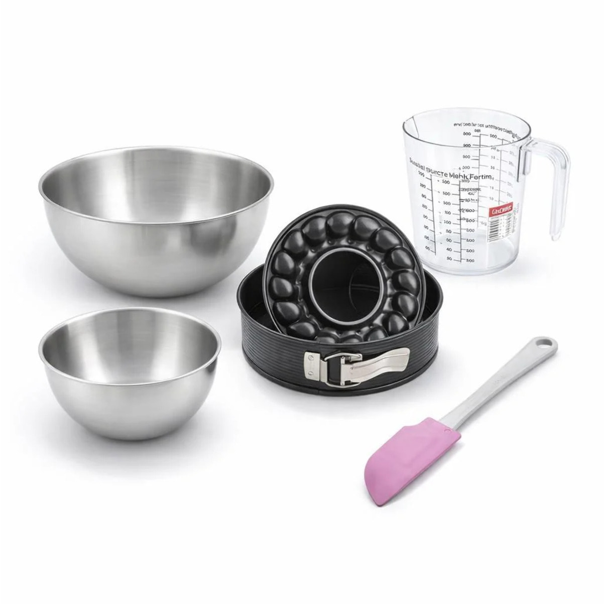 Set pâtisserie avec moule à manqué et à savarin, 2 bols à mixer, verre mesureur et spatule Zenker