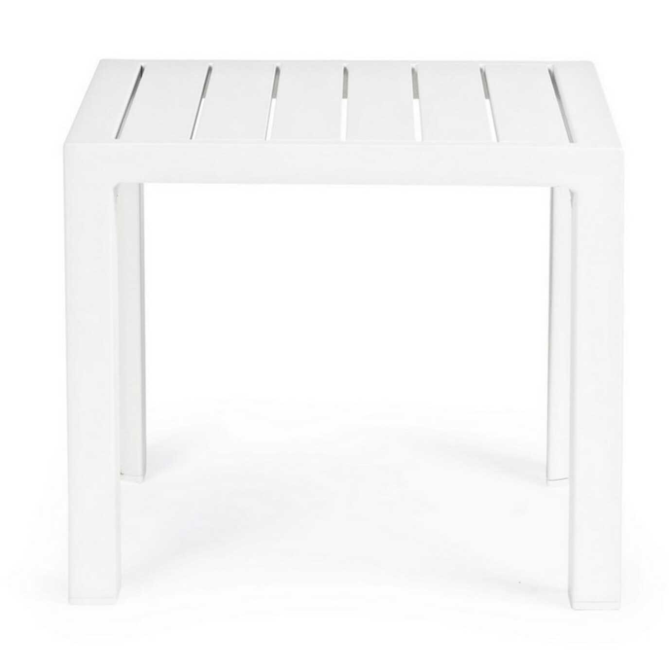 Set 2 tavolini da giardino ZARAGOZA in alluminio bianco verniciato a polvere, 40×40 cm