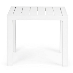 Set 2 tavolini da giardino ZARAGOZA in alluminio bianco verniciato a polvere, 40×40 cm