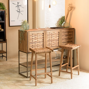 SIXTINE - Tabouret haut assise en tissage naturel