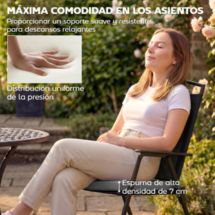 Juego de Cojines para Sillas de Comedor, 46x42x7 cm, 6 Piezas, Cojines para Sillas de Jardín con Funda Lavable y Lazos, Impermeable y Anti-UV, Gris Oscuro
