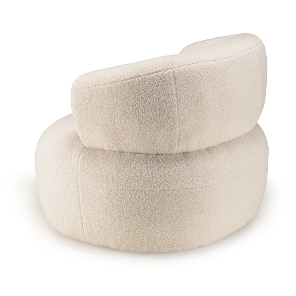 GASTON - Fauteuil en tissu bouclette écru assise arrondie