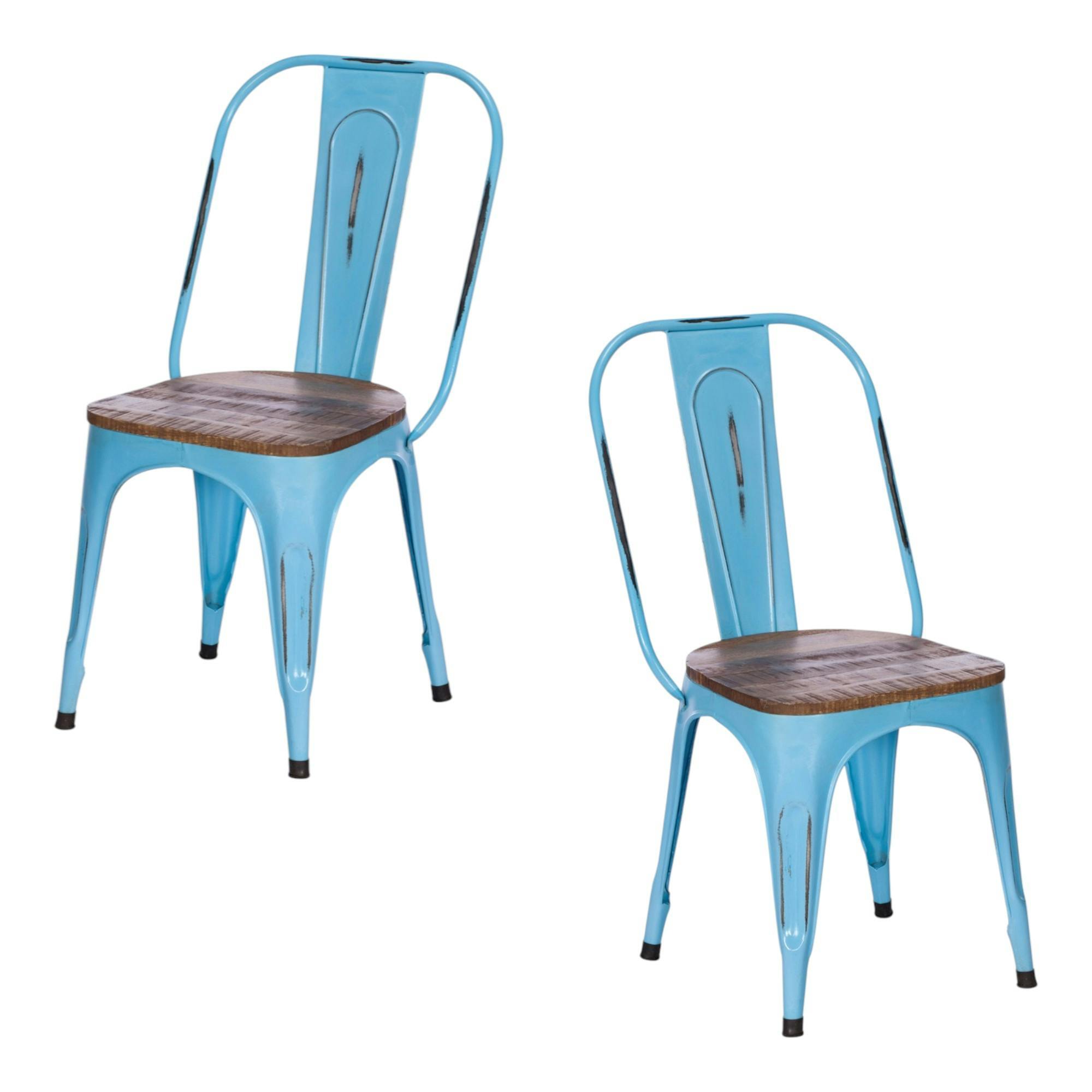 Chaise métal bleu style industriel (lot de 2) LEEDS