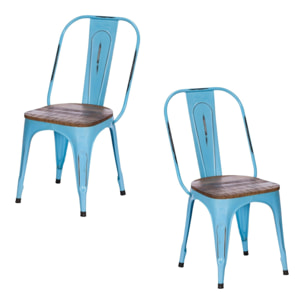 Chaise métal bleu style industriel (lot de 2) LEEDS