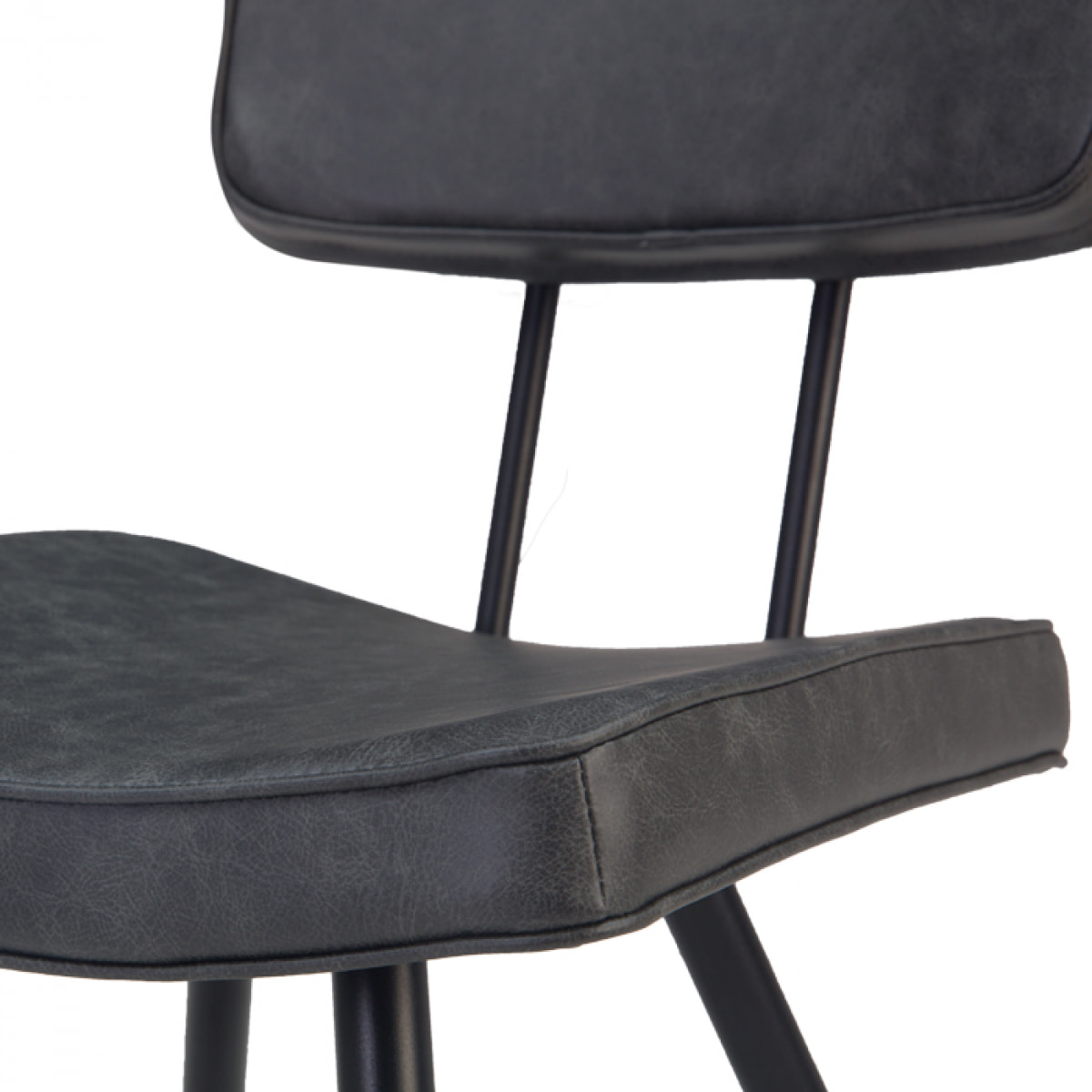 Lot de 2 chaises en cuir synthétique gris / noir - Texas