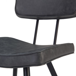 Lot de 2 chaises en cuir synthétique gris / noir - Texas