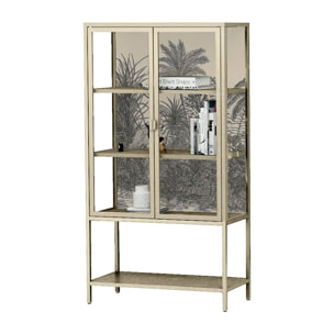 Vetrina Busseto, Credenza espositiva, Vetrinetta multiuso, Madia da soggiorno, 80x35 h160 cm, Panna