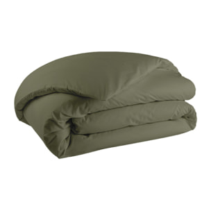 Como - Housse de couette vert kaki en percale de coton - 240x260cm.