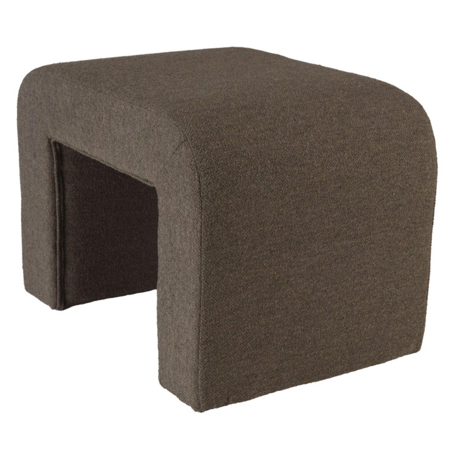 LEOPOLD - Pouf en tissu petite bouclette taupe foncé