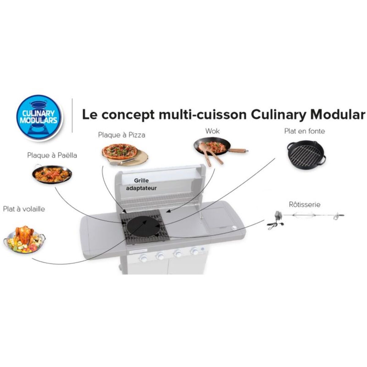Barbecue gaz CAMPINGAZ 4 Séries Classic LXS inox noir 4 brûleurs sur chariot, 78x45 cm