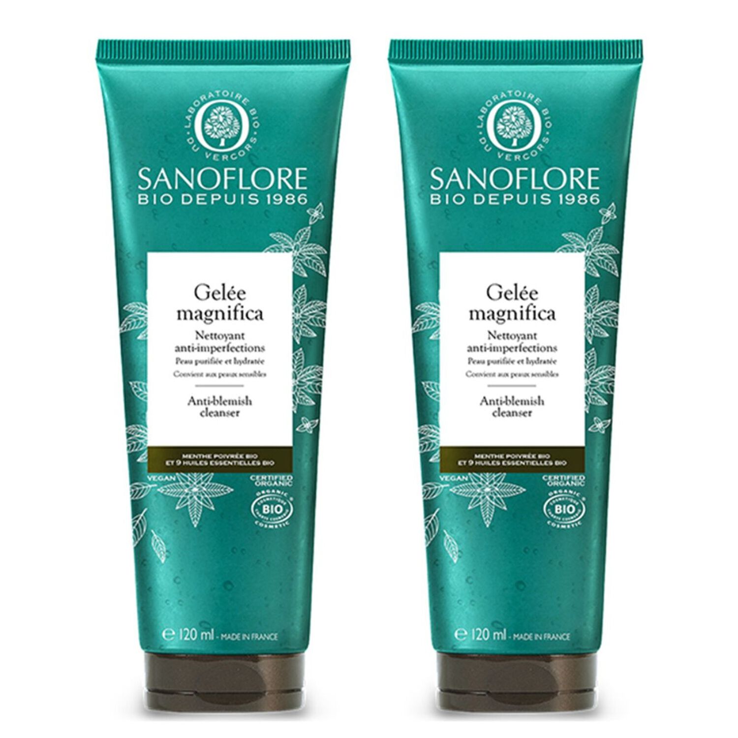 Magnifica - Lot de 2 gel nettoyants anti-imperfections certifiées Bio (2x120ml)