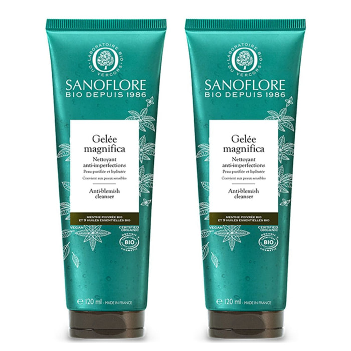 Magnifica - Lot de 2 gel nettoyants anti-imperfections certifiées Bio (2x120ml)