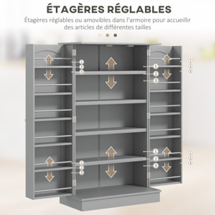 Armoire de cuisine rangement épices 2 portes 4 étagères 12 porte-épices dim. 60 x 30 x 104 cm gris