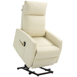 Sillón Levanta Personas Sillón Relax Eléctrico Sillón Elevador Reclinable 145° con Control Remoto Reposapiés para Personas Mayores 67x95x105 cm Crema