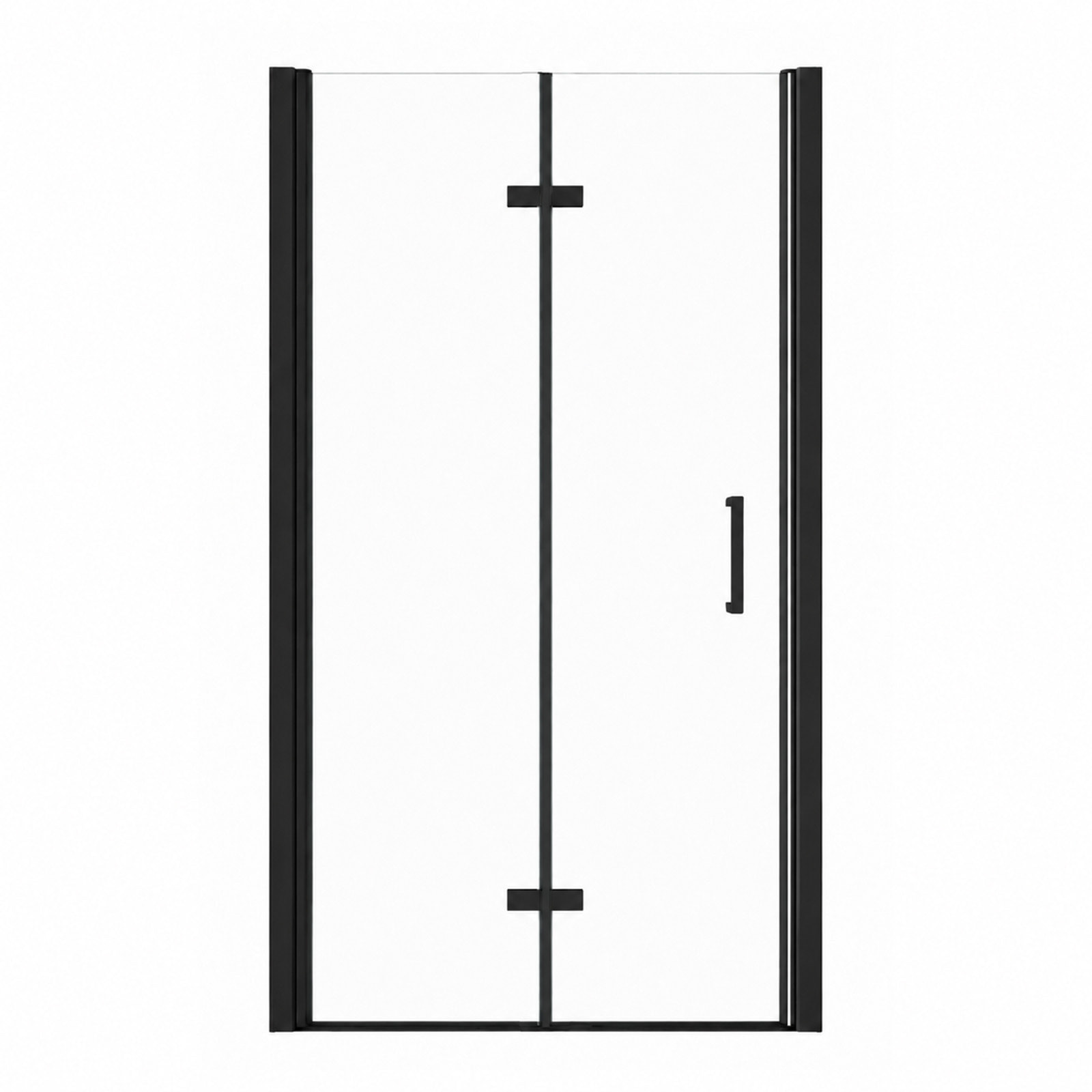 Porte de douche pivotante pliante double sens avec charnières 90x195 cm - Profilé Noir mat - ORIANA