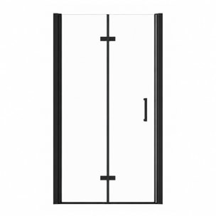 Porte de douche pivotante pliante double sens avec charnières 90x195 cm - Profilé Noir mat - ORIANA
