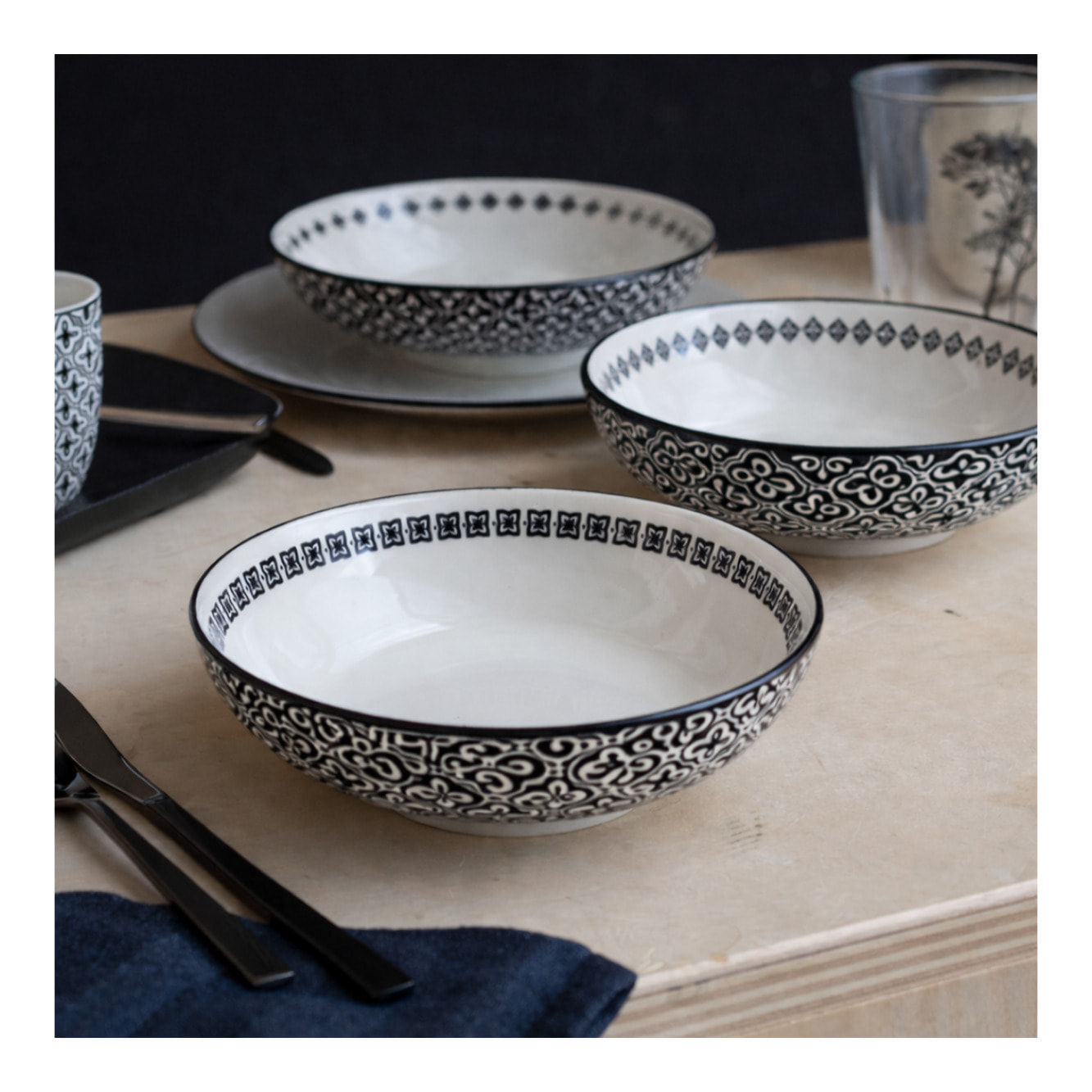 Lot de 6 assiettes creuses, VILLA LES PINS