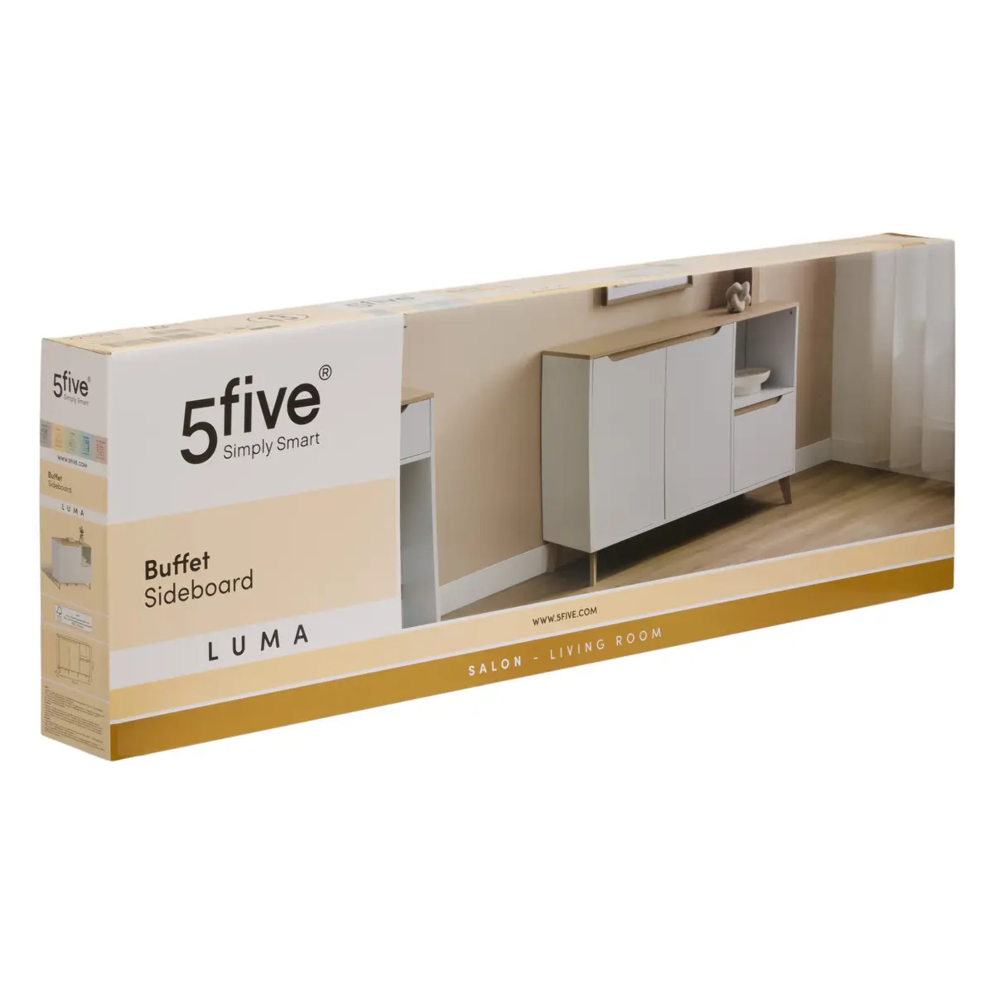 Buffet Luma rectangulaire 40x120cm 2 portes 1 tiroir blanc