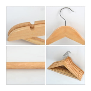 Lot de 10 Cintres en bois à  Tête rotative MSV