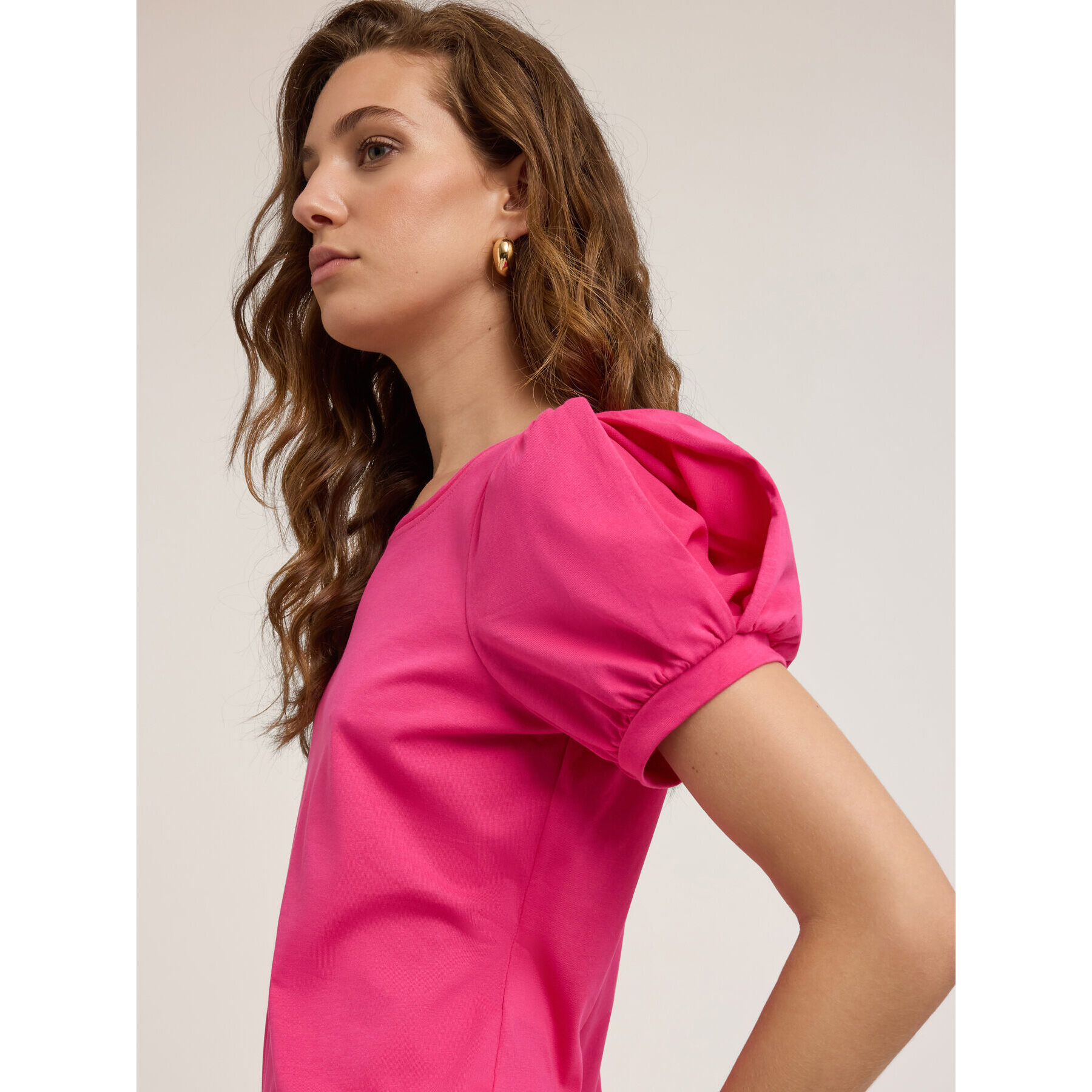 Motivi - Camiseta con mangas en forma de globo - Fuchsia