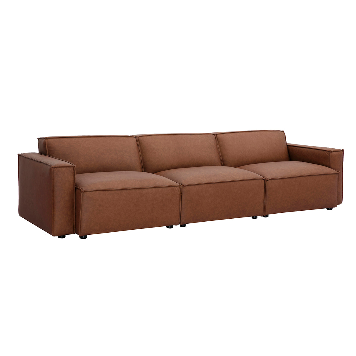 Canapé modulable vintage 4 places en cuir marron SPLIT